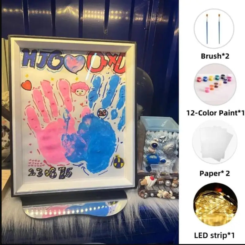 DIY Couple Handprint Shadow Box Frame | 12-Color Paint Gift Set