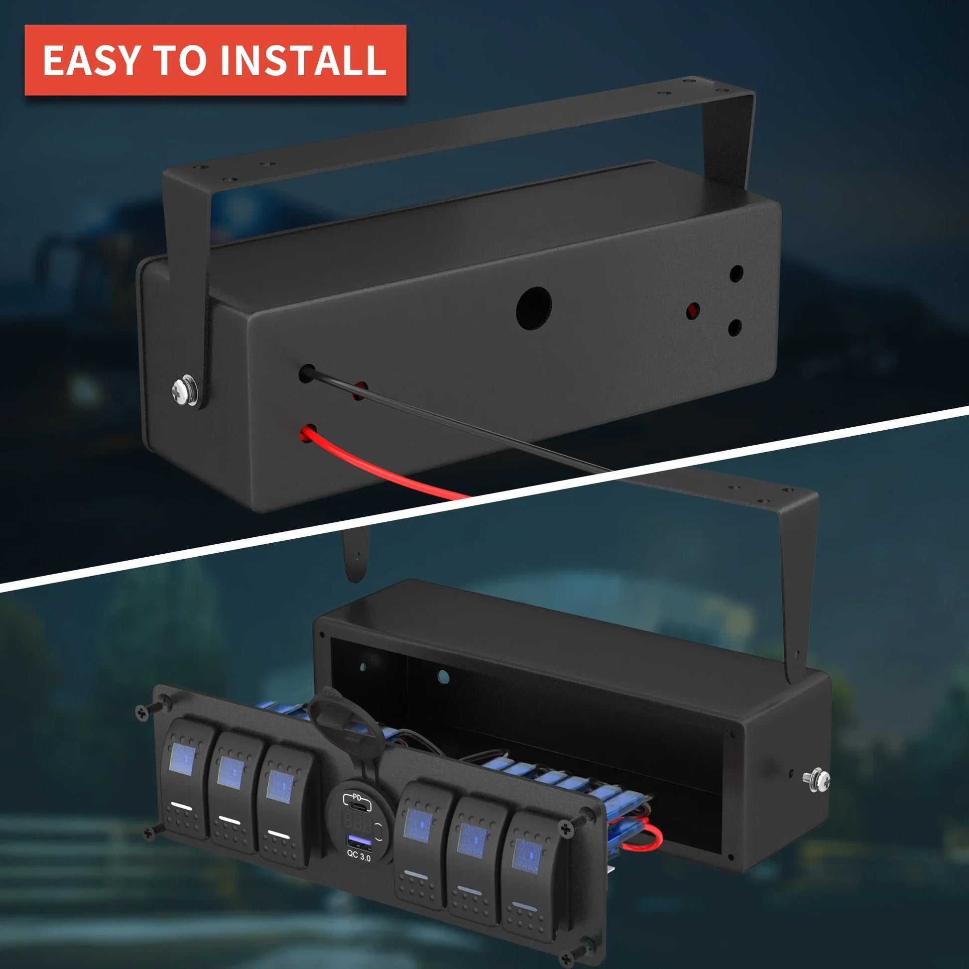 6 Gang Rocker Switch Box Waterproof 12V SPST ON/Off lED Light Bar Switch Panel with Dual USB Outlet PD3.0 & QC3.0 Car USB Port Peaceful Pleasures Health and Wellness