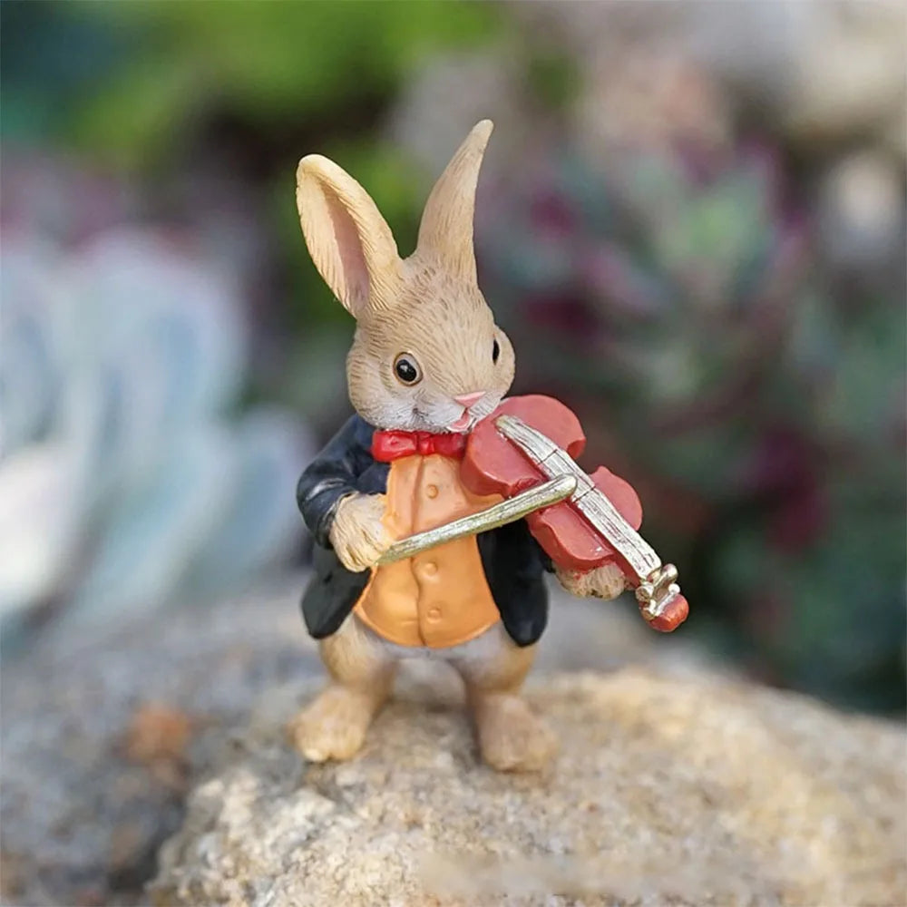 Cartoon Rabbit & Turtle Resin Garden Figurines | Micro Landscape