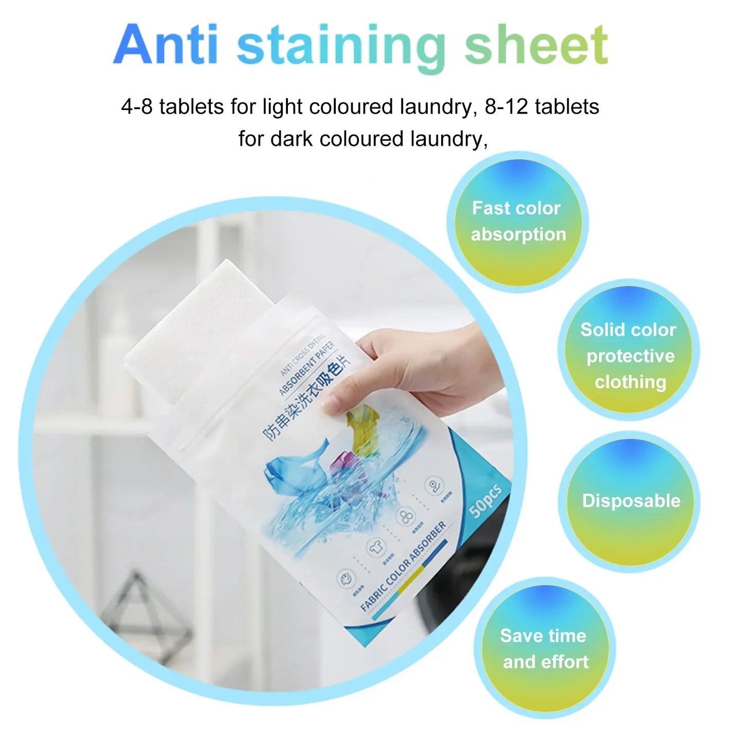 Color Catcher Sheets for Laundry 50 Count – Dye Grabbing Sheets