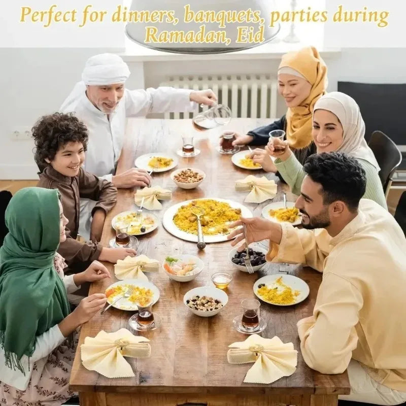Gold Star Moon Napkin Rings Set | Ramadan Eid Holiday Tableware