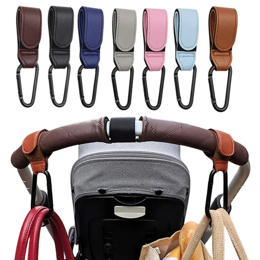 PU Leather Stroller Hooks – Adjustable Bag Hangers, 2 Pack Stroller Bag Hook Peaceful Pleasures Health and Wellness