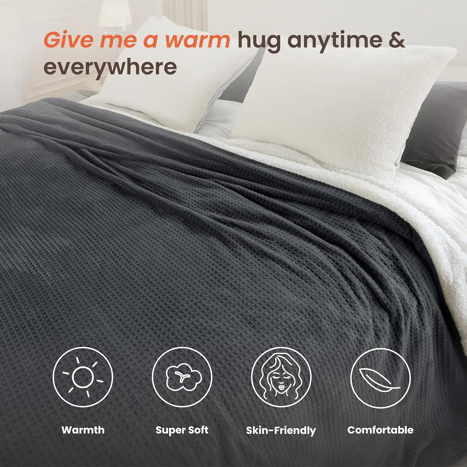 Queen Size Electric Heated Blanket – Dual Controllers, Sherpa Fleece, 6 Heat Levels & Auto Shut-Off Electric Blanket Peaceful Pleasures Health and Wellness