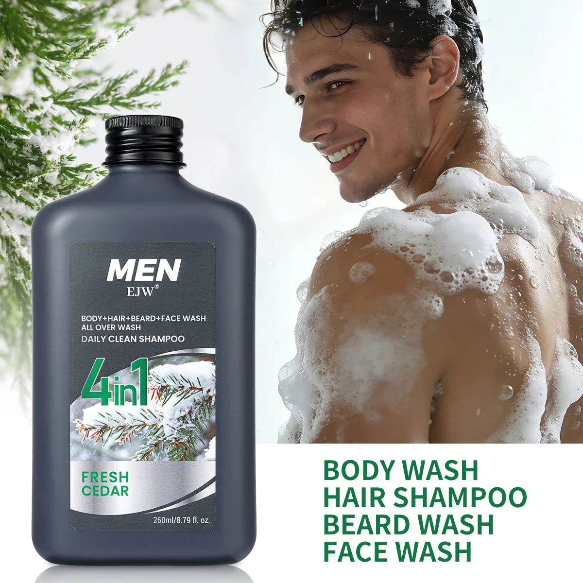Men's 4-in-1 Body, Hair, Beard & Face Wash – Hydrating