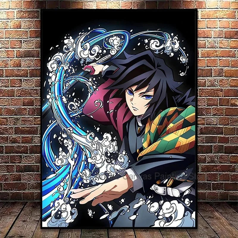 Japanese Anime Demon Slayer Wall Art Poster Nezuko and Tanjiro Home Decor Prints Living Room Bedroom Canvas Painting Mural Gifts Peaceful Pleasures Health and Wellness C1-99-11 50x70cm
