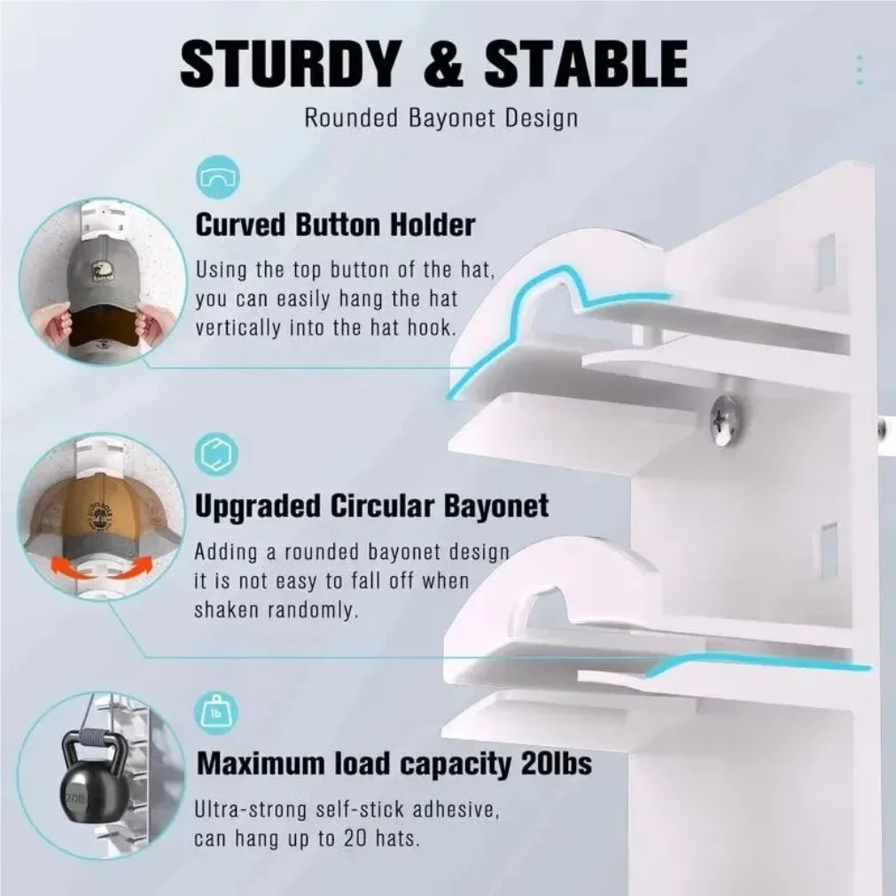 10-Grid Wall Mounted Hat Rack – Space-Saving Cap Organizer