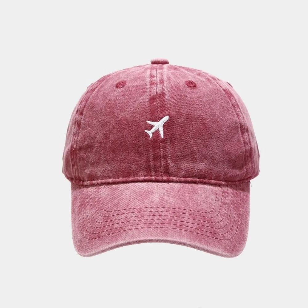 Airplane Embroidered Washed Cotton Baseball Dad Hat | Unisex