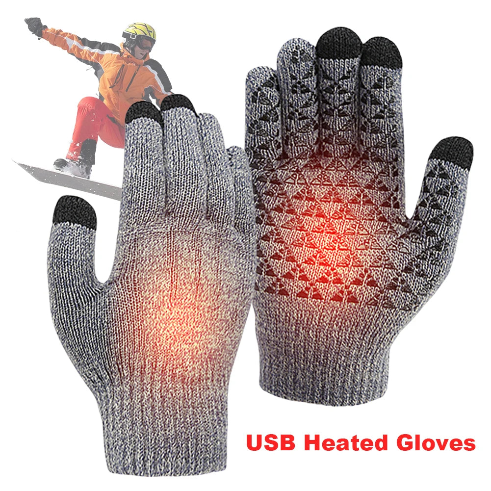 USB Heated Gloves | Touchscreen Knit Winter Hand Warmers