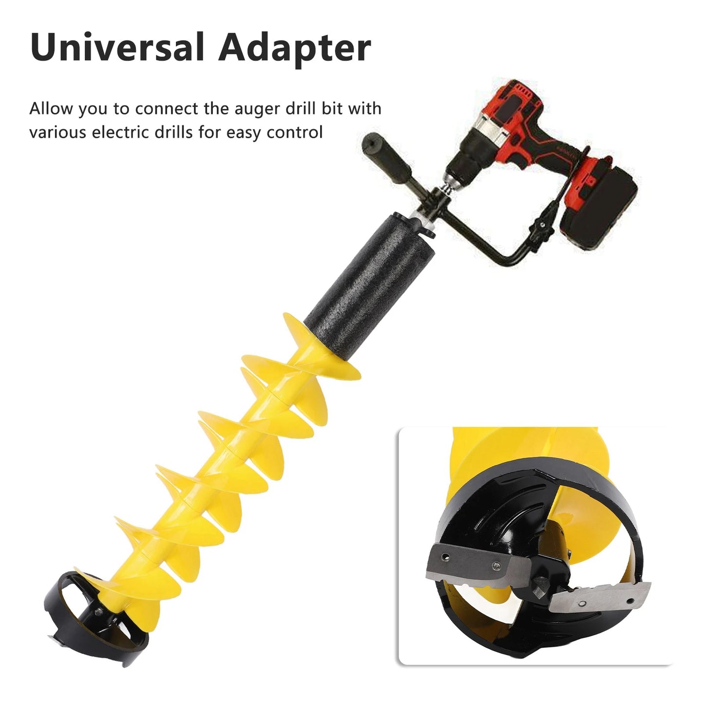 Ice Drill Auger Ice Drill Bit Ice Auger 6 Inch Diameter 28 Inch Length Electric Ice Fishing Auger Drill Bit with Floating Device Peaceful Pleasures Health and Wellness