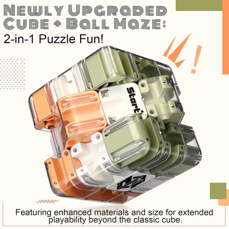 Transparent Magnetic Maze Cube | 3D Brain Teaser Fidget Puzzle