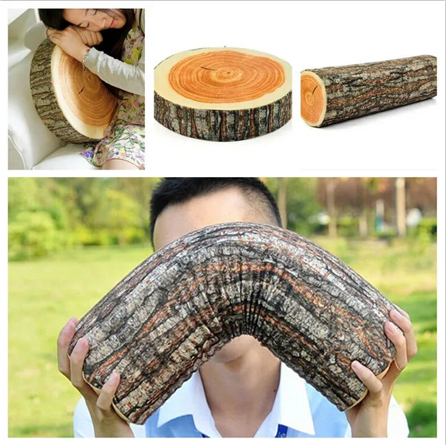 Home Pillow Round Stump Creative High Simulation Cushion Wood Grain Cylindrical Wooden Pile Cushion Home Decoration Peaceful Pleasures Health and Wellness