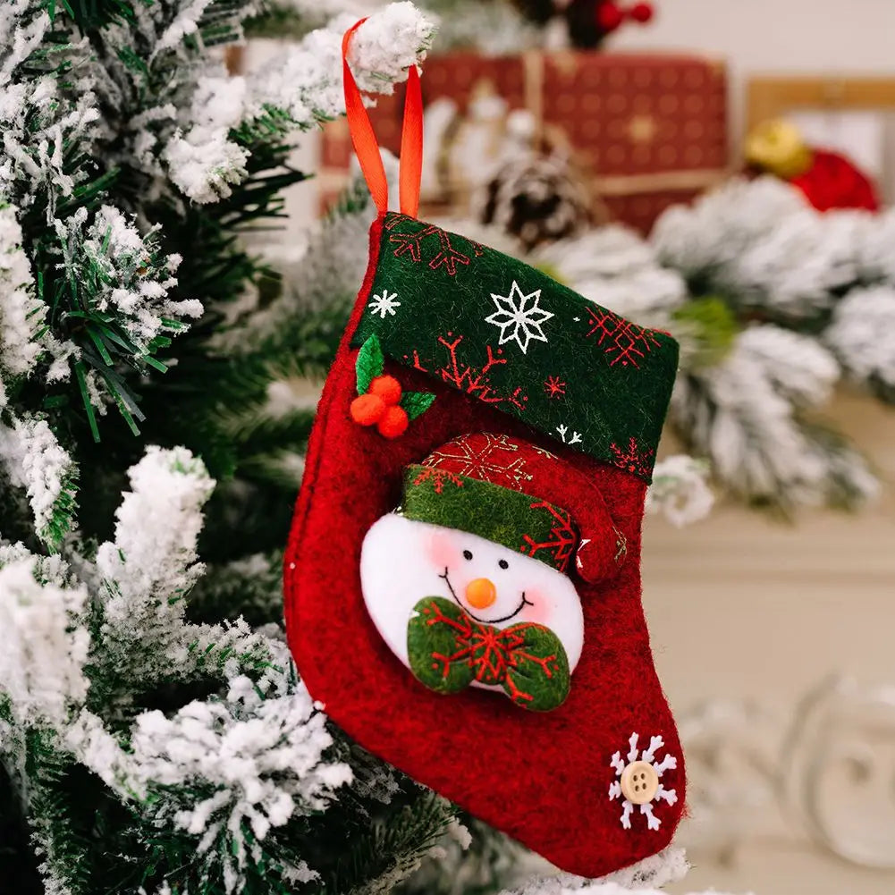 Mini Christmas Stocking Ornaments – Santa, Snowman, Elk & Bear