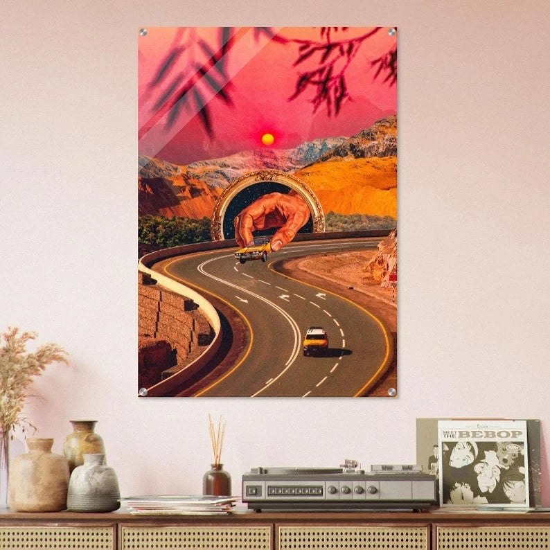 Retro Abstract Road Trip Surreal Colorful Canvas Wall Art Print
