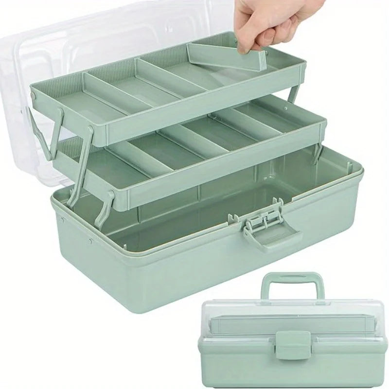 3-Layer Craft Organizer Box with Adjustable Dividers & Handle Craft Storage Organizer Peaceful Pleasures Health and Wellness