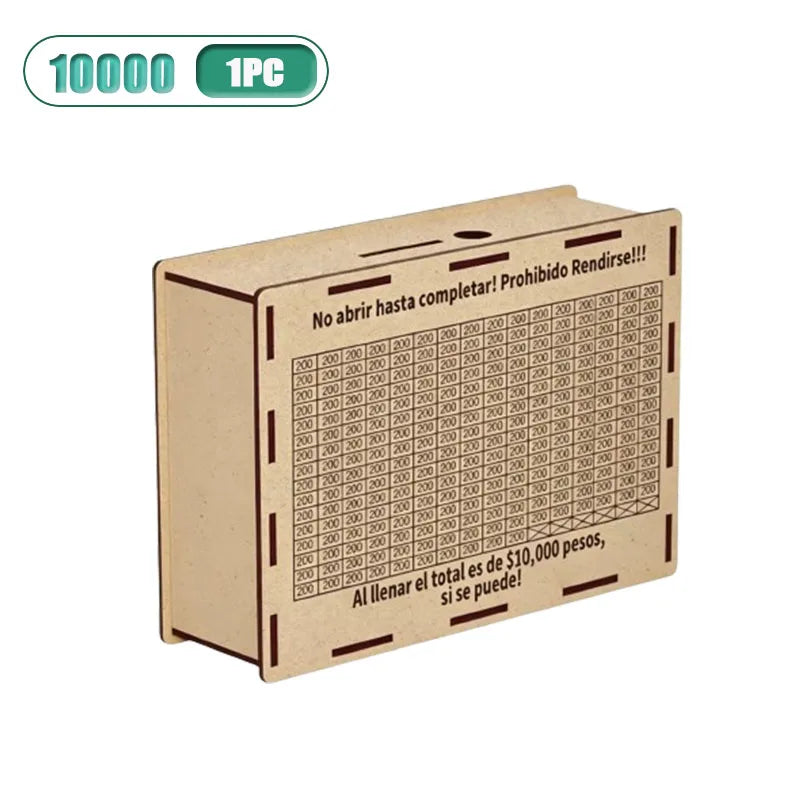 Wooden Money Savings Box – Kids Piggy Bank USD/Euro Style