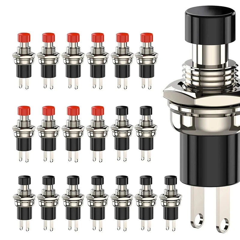 20pcs 1A 250VAC SPST Mini Pushbutton Switches Normally Open(NO) Black & Red Cap Momentary Push Button Switch Peaceful Pleasures Health and Wellness