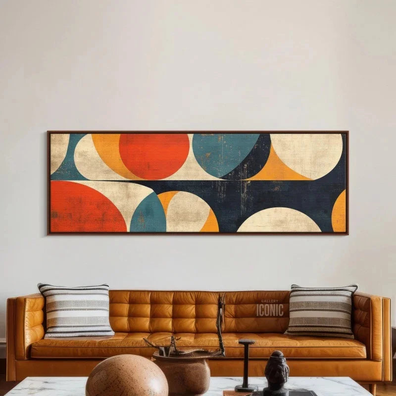 Mid Century Modern Wall Art Canvas | Unframed Bauhaus Print | Wide Panoramic Wall Art for Living Room Canvas | Abstract Wall Art Peaceful Pleasures Health and Wellness