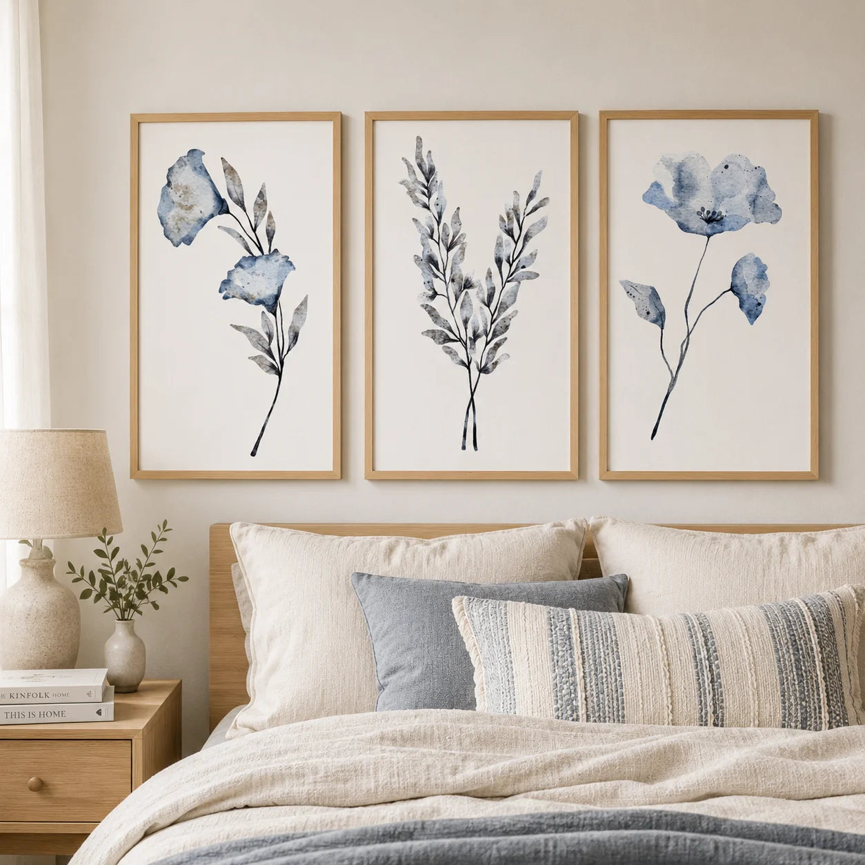 Botanical Flower Wall Art, Minimalist Plant Canvas Painting, Nordic Poster Print for Living Room Bedroom Wall Decor Peaceful Pleasures Health and Wellness