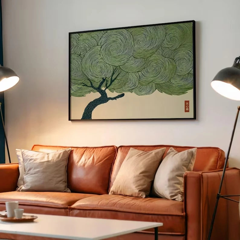 Retro Japanese Wabi Sabi Tree Canvas Wall Art Print Poster