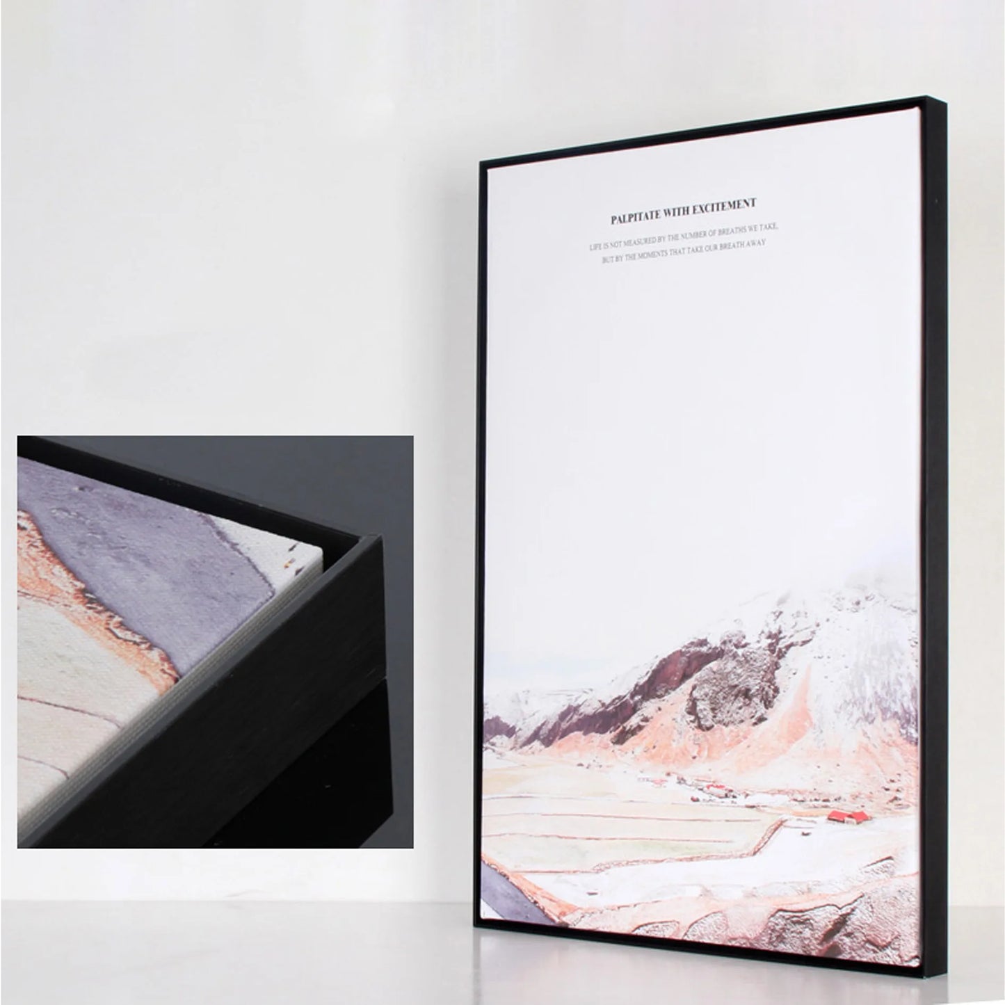 Canvas Floating Frame DIY Set Metal Gold Large Floating Frame Wall Painting Oil Painting Artwork Home Decoration Peaceful Pleasures Health and Wellness