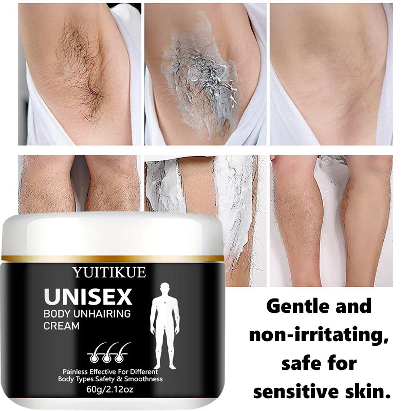 Yuitikue Unisex Body Hair Removal Cream, 60g Painless Effective Hair Remover for All Body Types, Safe & Smooth Skin Formula Peaceful Pleasures Health and Wellness