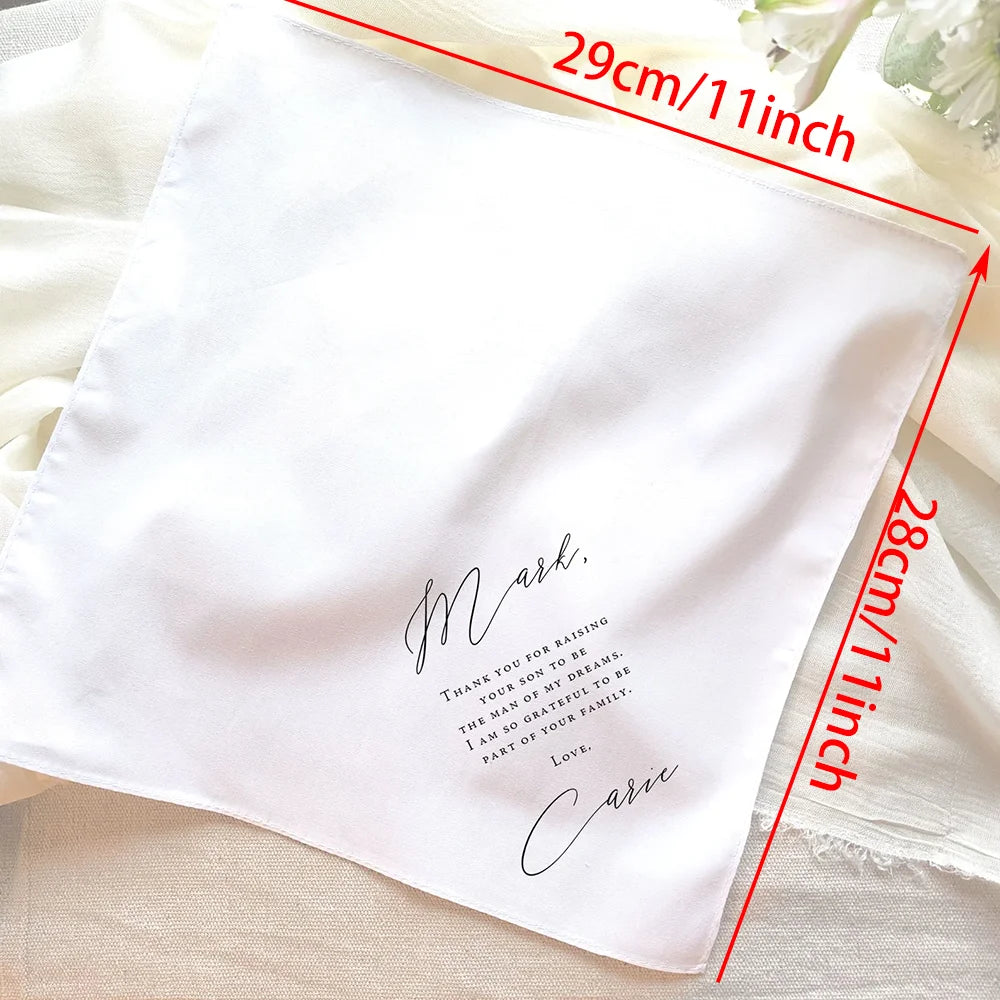 Personalized Father of Groom Handkerchief | Bride Wedding Gift Wedding Keepsake Gift Peaceful Pleasures Health and Wellness