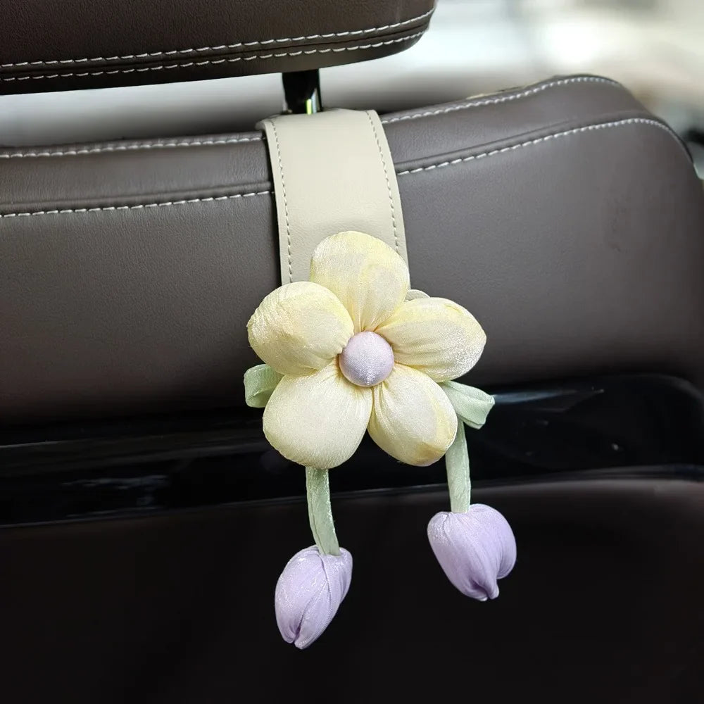 Tulip Flower Car Back Seat Hook | Decorative Leather Hanger