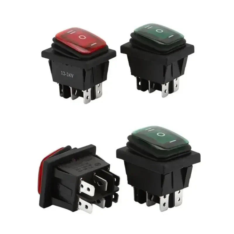 KCD4 Rocker Switch ON-OFF-ON 6-Pin 16A 250VAC Illuminated 30x22mm