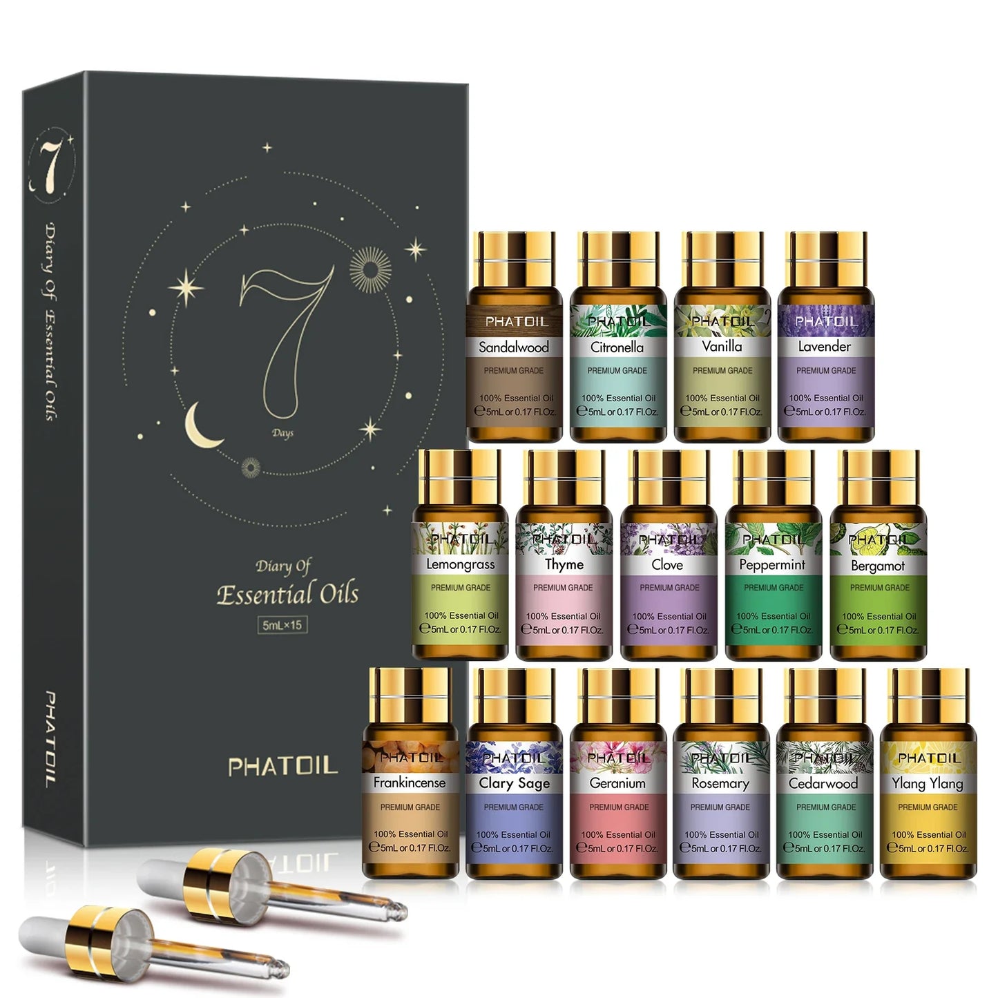 PHATOIL 15-Piece Pure Essential Oils Set – Aromatherapy Gift