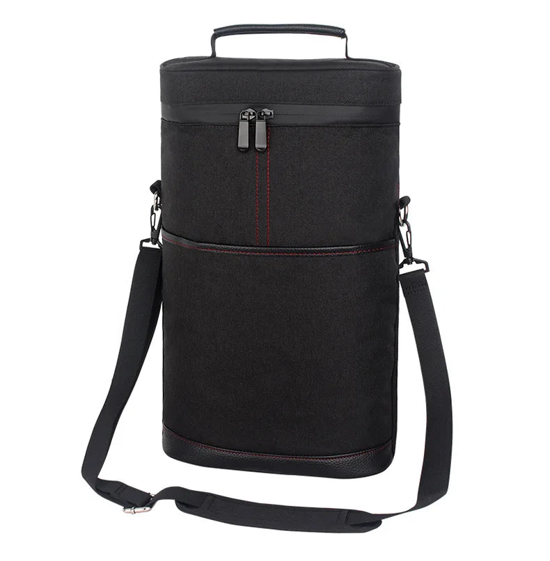 Cooler Bag for 2 Bottles Wine Bag Portable Bucket Carrier with Ice Champagne Picnic Pack Free Shipping Soft Cooler Bottle Opener Peaceful Pleasures Health and Wellness Black