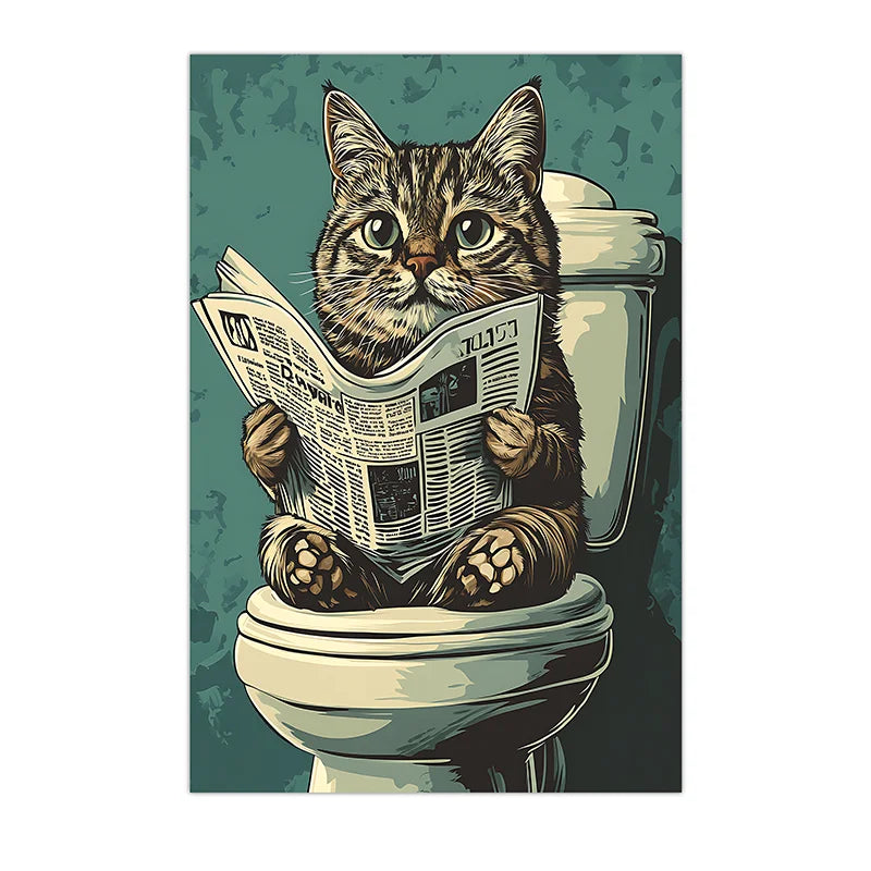 Funny Cat Vintage Canvas Wall Art | Nordic Bathroom Poster Print Canvas Wall Art Peaceful Pleasures Health and Wellness 02 15x20cm No Frame China Mainland