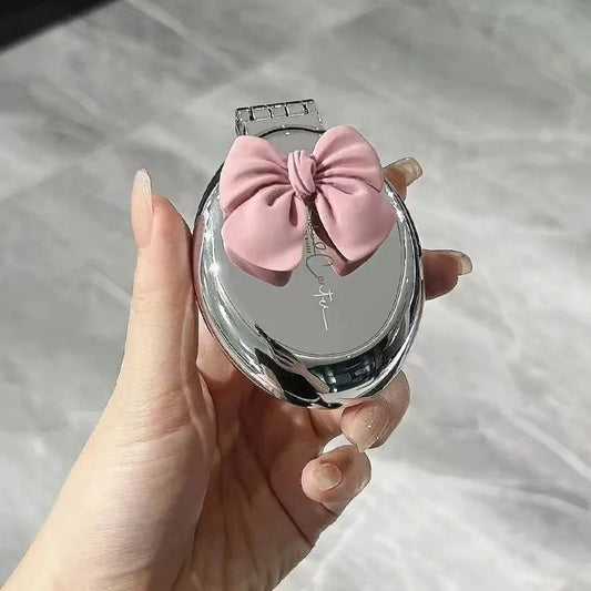Silver Folding Comb with Mirror | Portable Scalp Massage Brush Folding Hair Comb Peaceful Pleasures Health and Wellness Pink