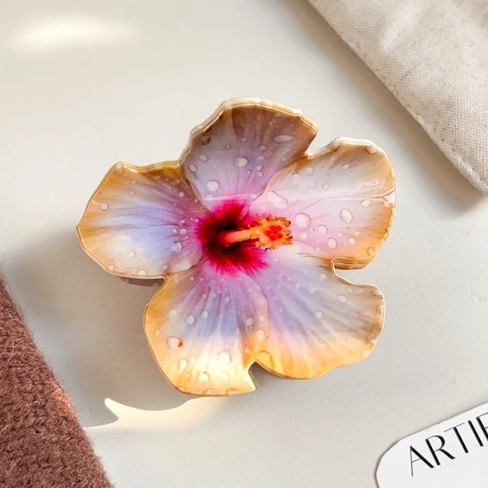 Hibiscus Flower Hair Claw Clip – Double-Sided Acrylic Print