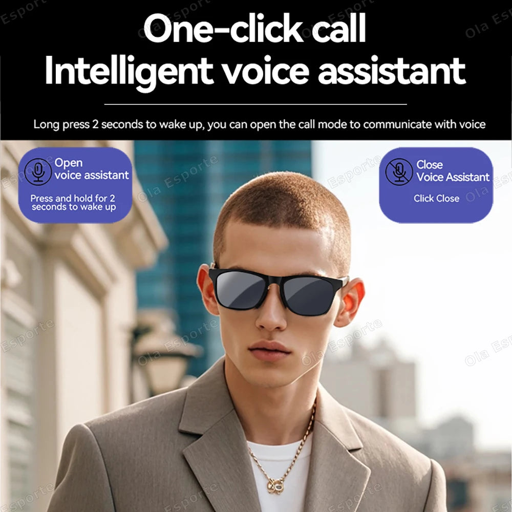 2026 New Smart Glasses Wireless BT Call Music Player Voice Assistant Multi-Functional Glasses Waterproof Sunglasses Men Women Peaceful Pleasures Health and Wellness