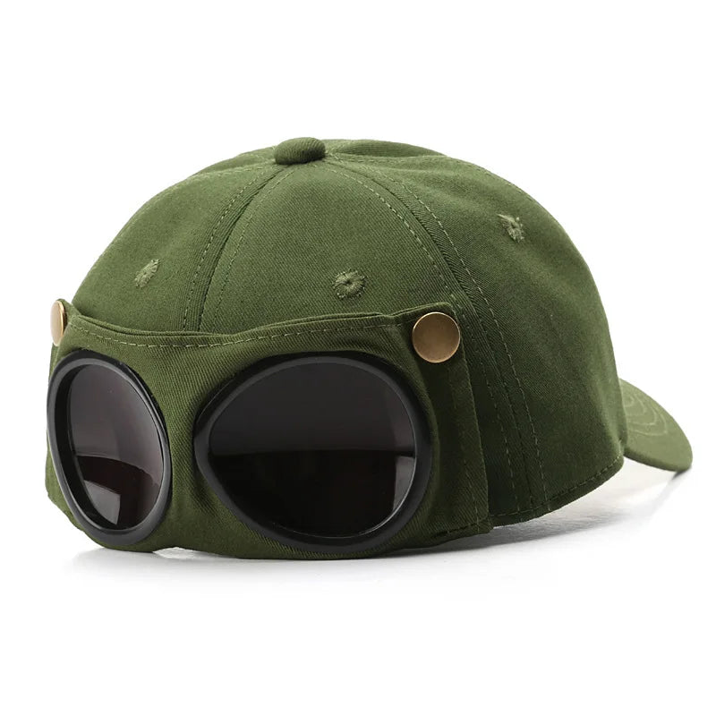 Pilot-Style Baseball Cap with Sunglasses | Men's Cotton Hat