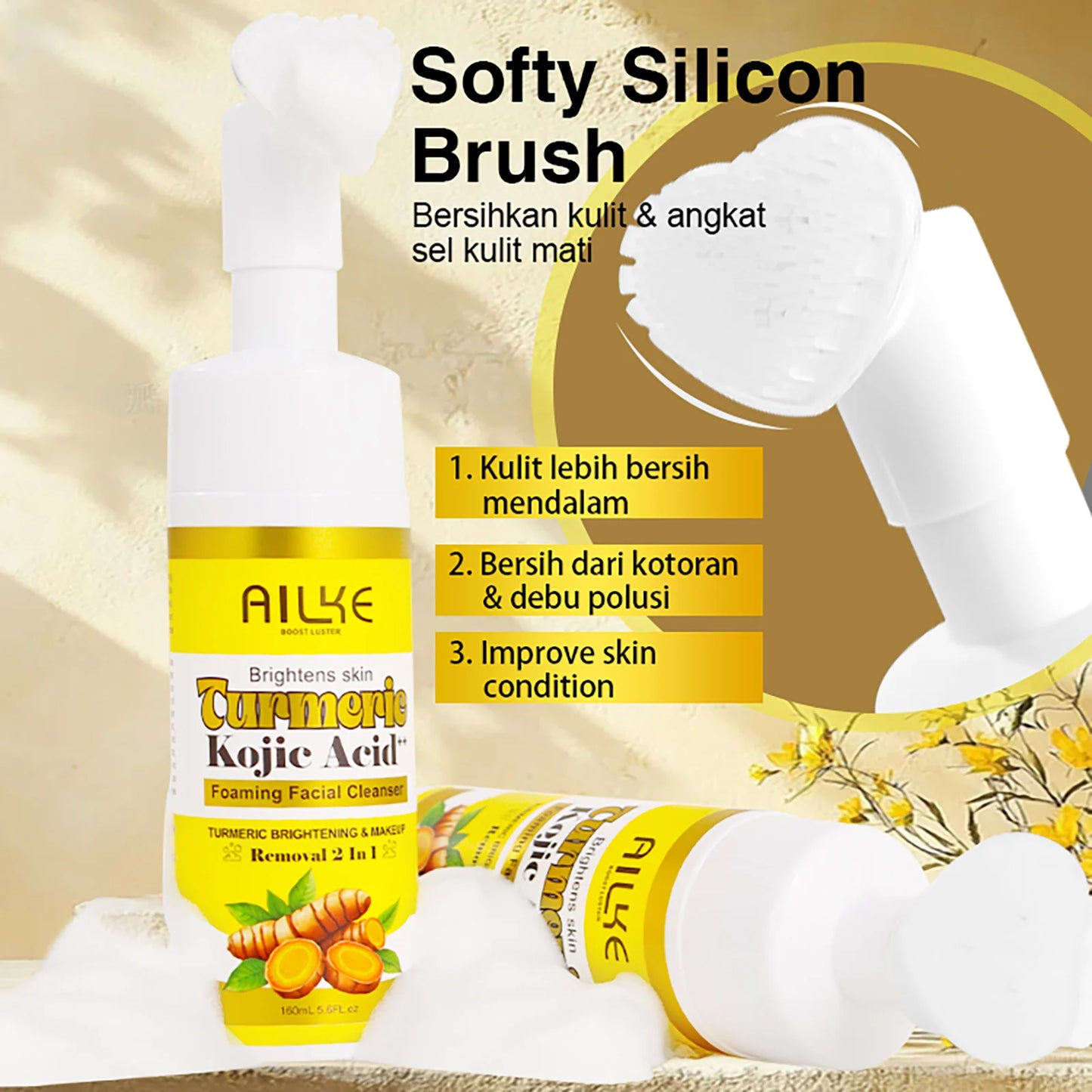 AILKE Brightening Foaming Cleanser – Turmeric & Kojic Acid 160ml