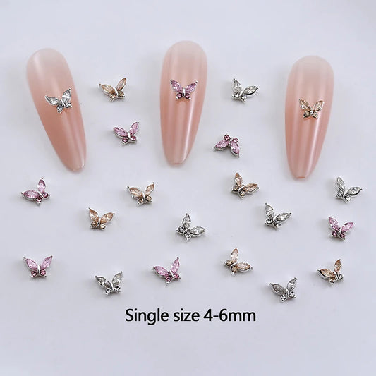 10PCS 3D Mini Crystal Butterfly Nail Art Charms Jewelry Parts Accessories Luxury Alloy Nails Decoration Rhinestones Supplies Peaceful Pleasures Health and Wellness