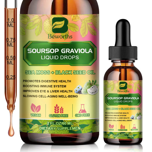 Soursop Graviola & Black Seed Oil Drops 60ml – Immunity & Kidney Support Peaceful Pleasures Health and Wellness