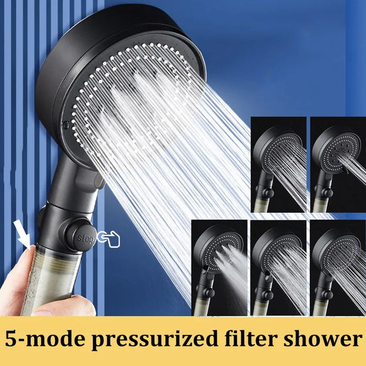5-Mode High-Pressure Handheld Shower Head with PP Cotton Filter Handheld Shower Head Oasis Select