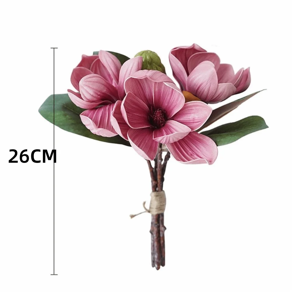 Lifelike EVA Artificial Magnolia Flowers 4 Heads | Real Touch
