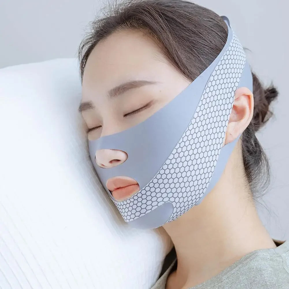 V-Face Chin Lifting Strap – Adjustable Jaw Slimming Mask Peaceful Pleasures Health and Wellness Purple Grey