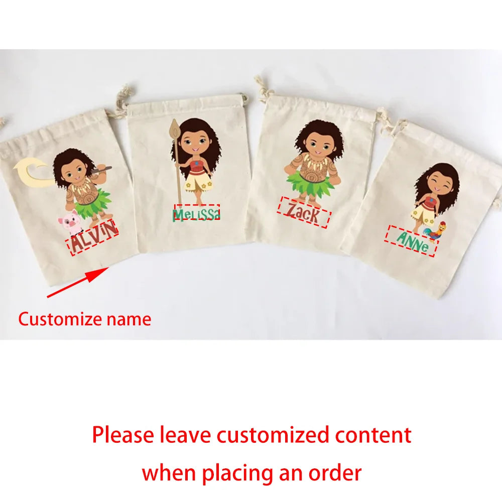 Custom Moana Party Favor Bags 4-Pack | Drawstring Goodie Bags Party Favor Bags Peaceful Pleasures Health and Wellness custom bag 4pcs 13X18cm