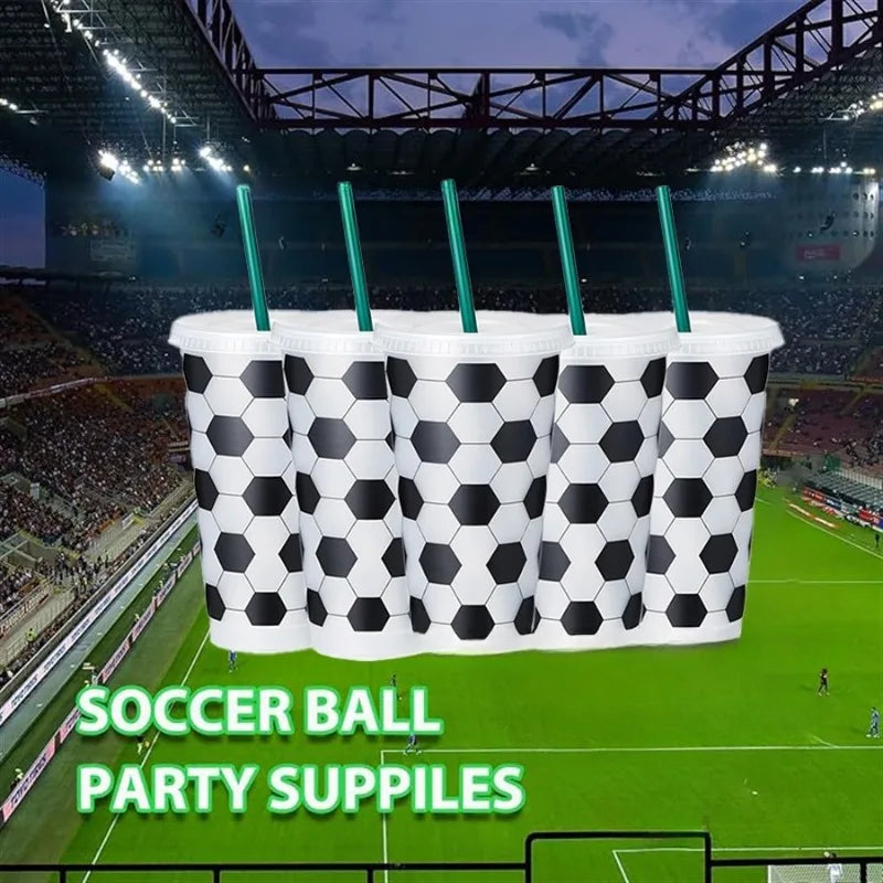Football Design Straw Cups 710ml | Leak-Proof Reusable Tumbler