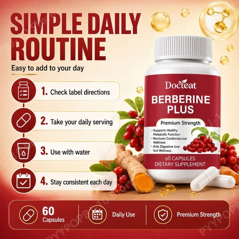 Berberine HCL Capsules with Turmeric, Ginger, Vitamin C & Zinc 60ct