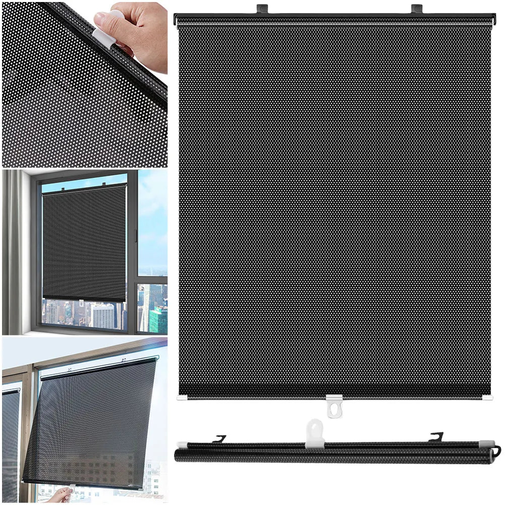 Universal Nail-free Roller Blinds Suction Cup Sunshade Blackout Curtain Car Bedroom Kitchen Office Window Sun-shading Curtains Peaceful Pleasures Health and Wellness