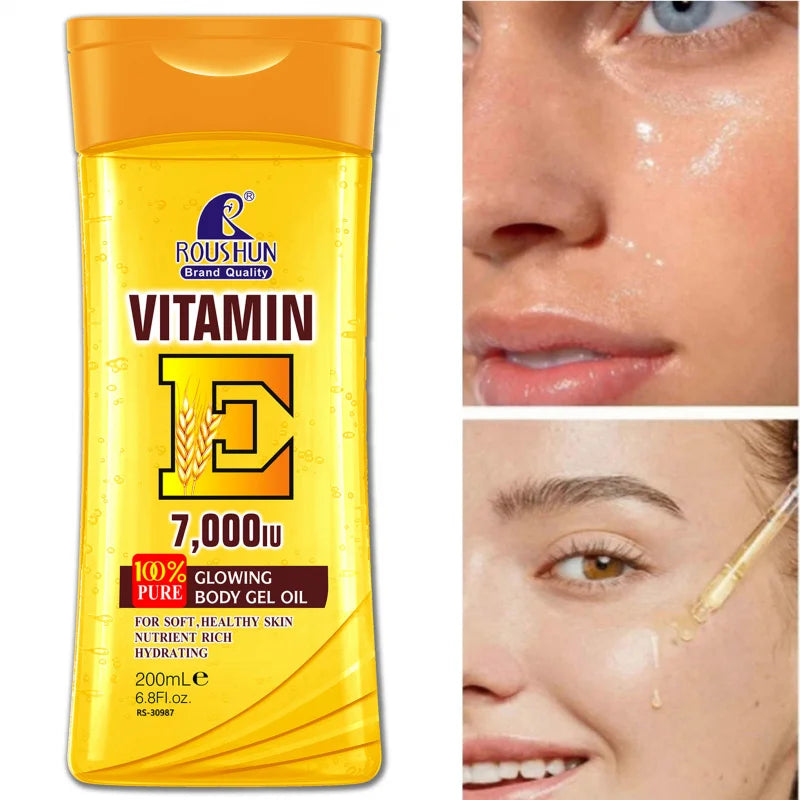 200ML Roushun VITAMIN E Body OIL Moisturizing Essential Oil Body Oil Unisex Full Body Skincare Oil for Body, Face, Hand, Peaceful Pleasures Health and Wellness
