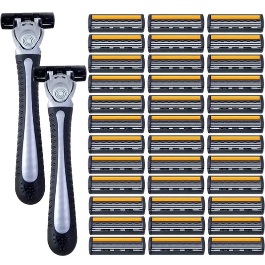 Premium Stainless Steel Safety Razor – Men & Women Safety Razor Peaceful Pleasures Health and Wellness 2Holder and 36Blades