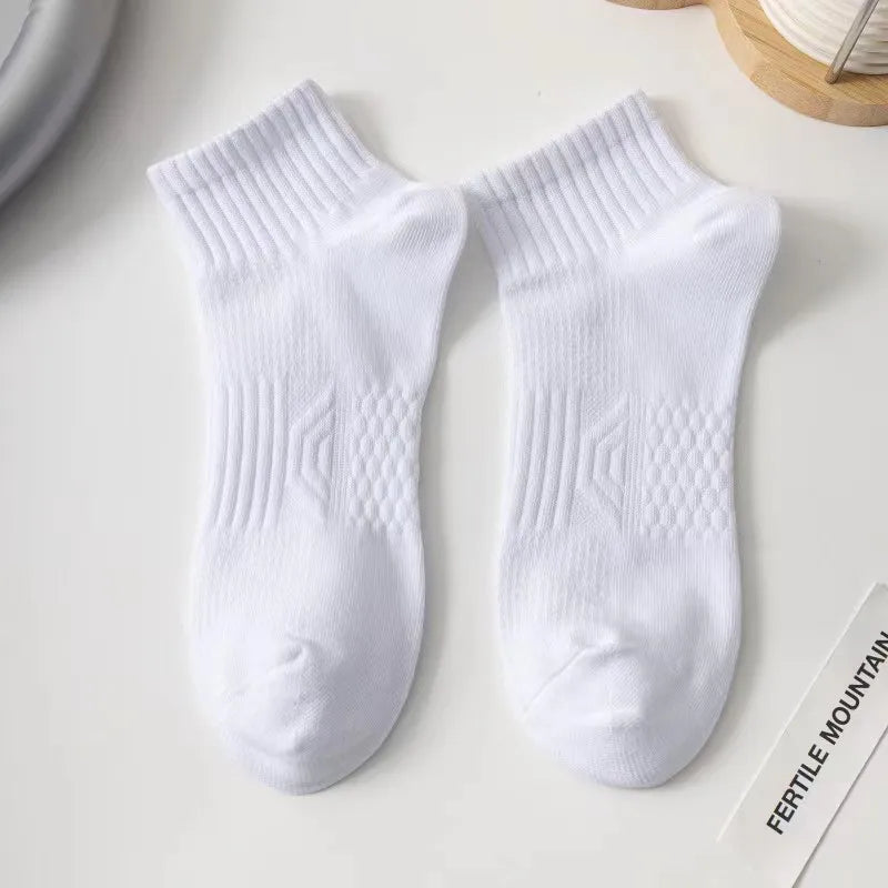 Men's Warm Cotton Short Socks – Black & White Business Sport Set