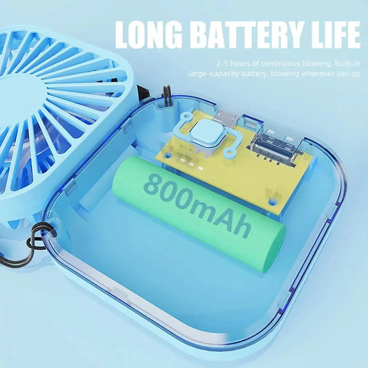Mini Hanging Neck Fans Portable Folding USB Fans Mute Power Bank Portable Handheld Desktop Multi Function Peaceful Pleasures Health and Wellness