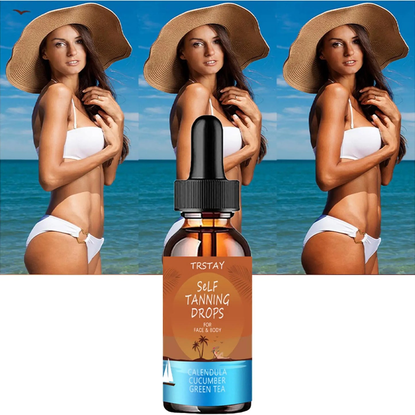 TRSTAY Self-Tanning Drops – Cucumber, Green Tea & Calendula